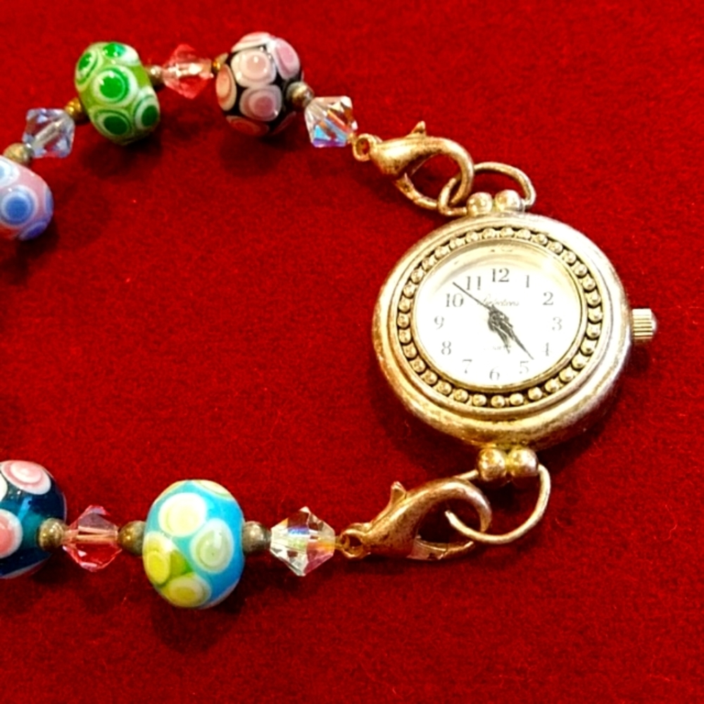 3 for $30 Ladies Watch on Glass Bead Bracelet Fashion Jewelry